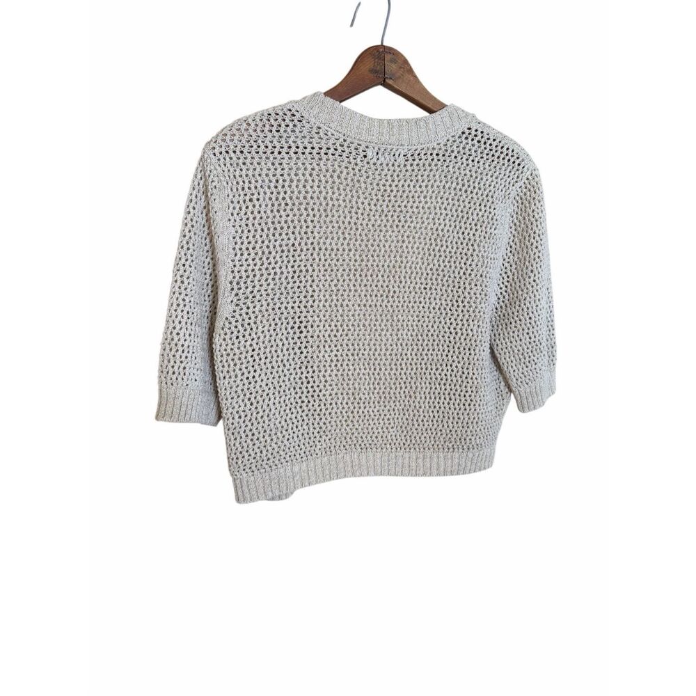 Croft & Barrow NWOT Crochet Open Front Short Sleeve Knit Shrug Cream Size XL - Picture 9 of 9